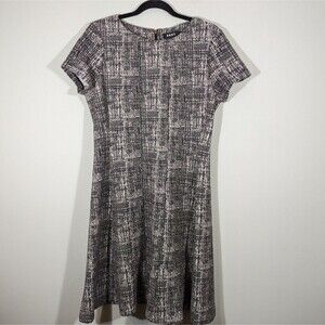 DKNY Dress Women Size 12‎ Short Sleeve A-Line Black Print Normcore